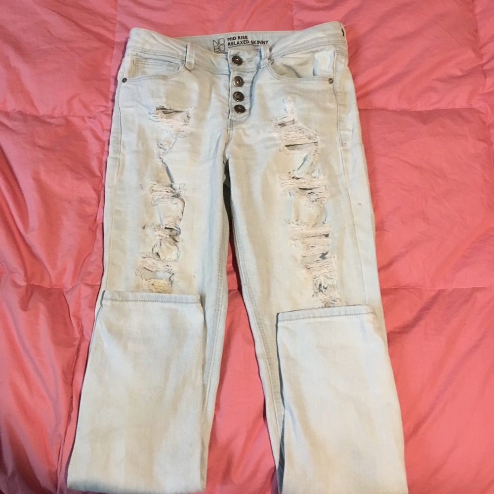 high waisted distressed skinny jeans